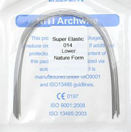 Super Elastic NITI Archwire – Natural Form (Round, Upper/Lower)