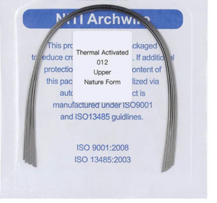 Thermally Activated NITI Archwire – Natural Form (Round, Upper/Lower)