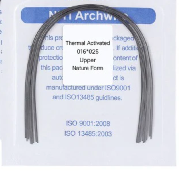 Thermally Activated NITI Archwire – Natural Form (Rectangular, Upper/Lower)
