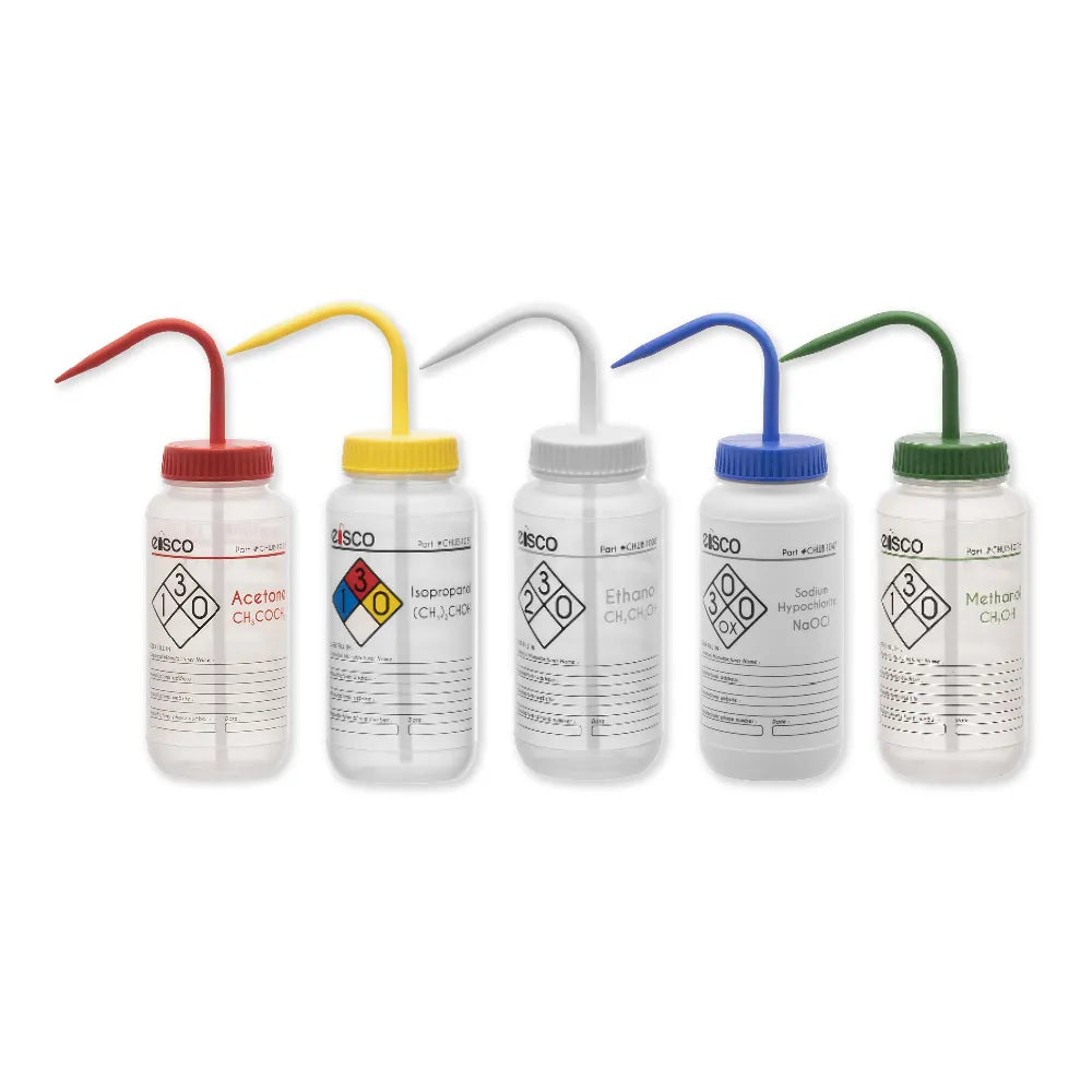 Wash Bottles, LDPE, Vented, Labelled/Unlabelled pack of 6